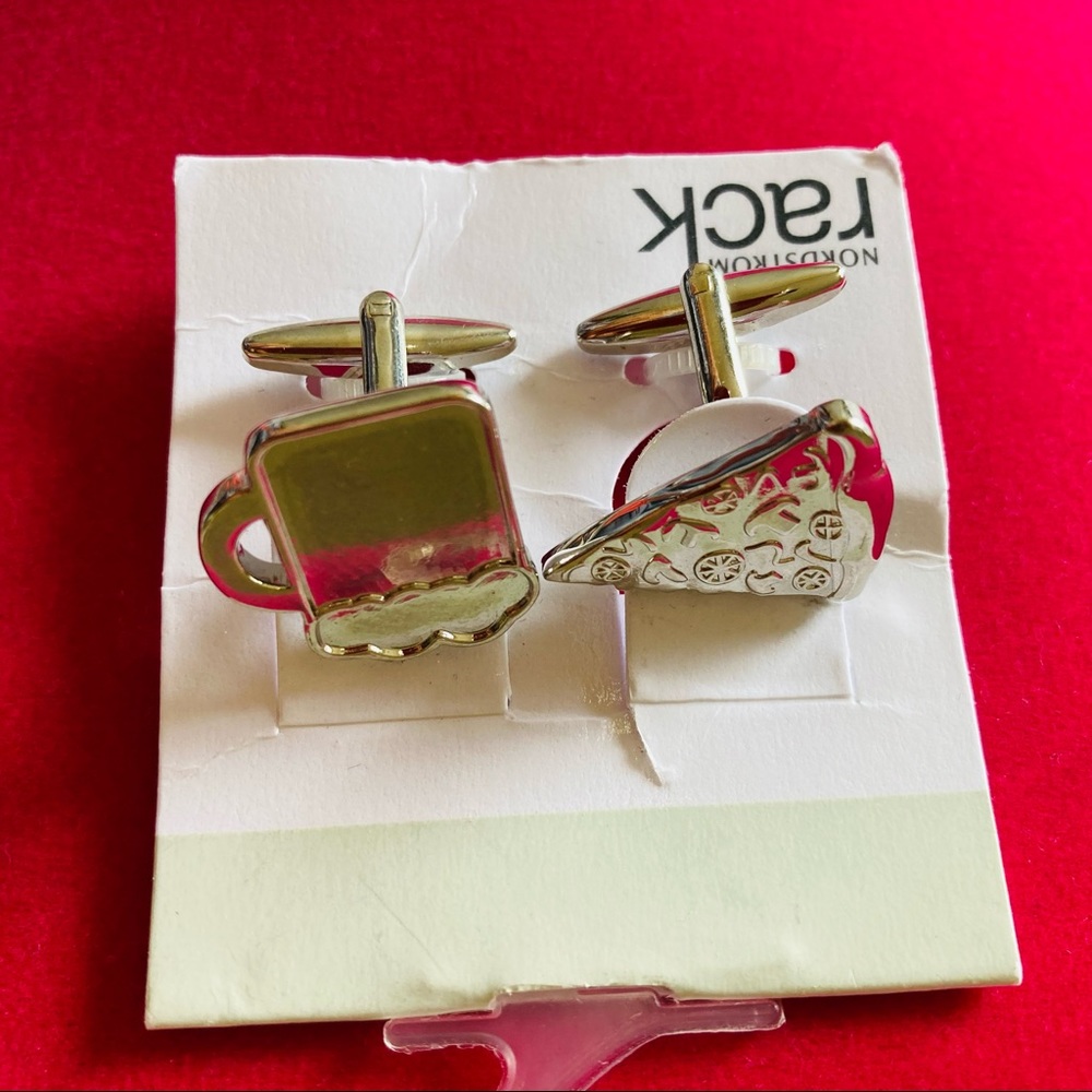 Nordstrom Rack Cufflinks | Silver Tone | Pizza & Beer